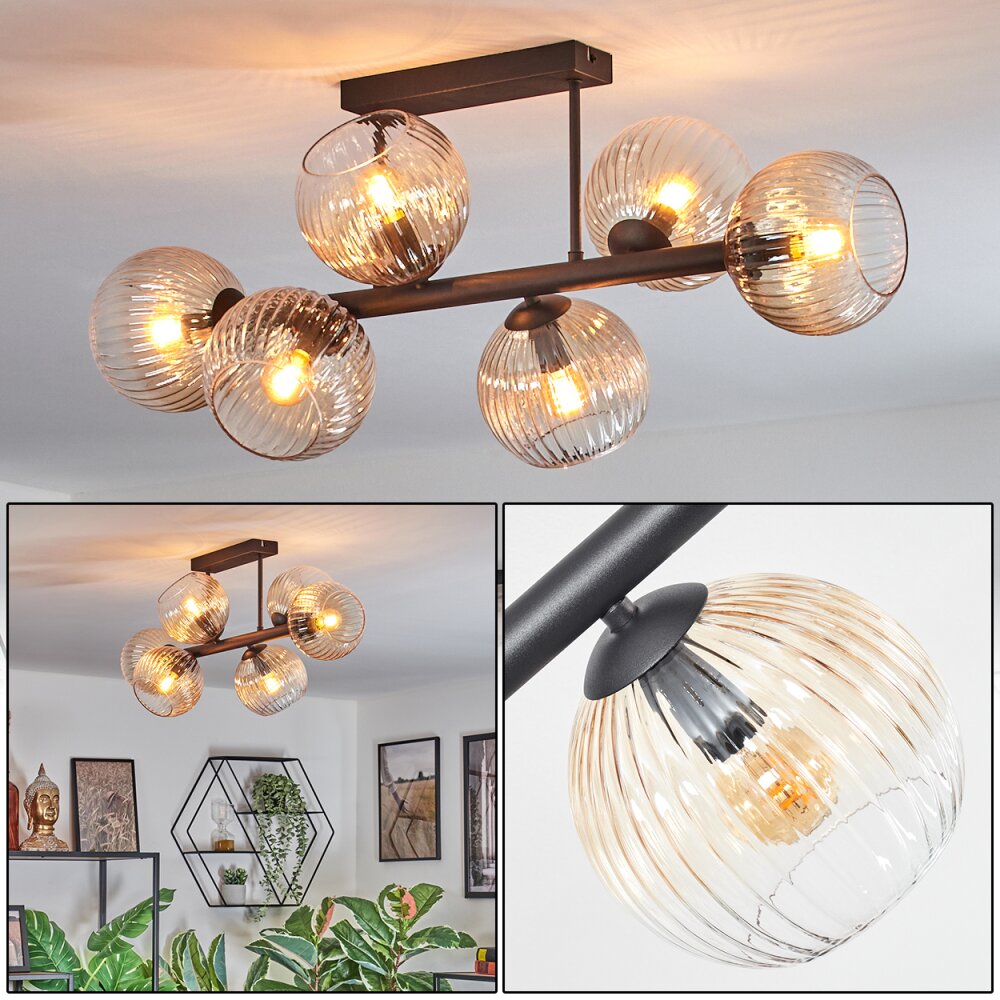 Koyoto Plafonnier, Boule lumineuse Ambre, Clair, 6 lumières main product photo