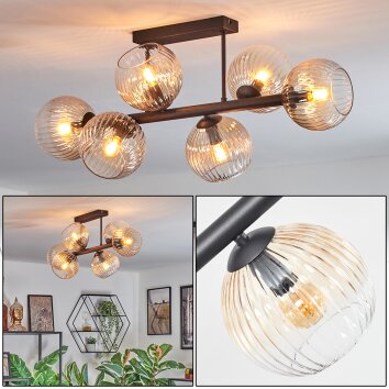 Koyoto Plafonnier, Boule lumineuse Ambre, Clair, 6 lumières Koyoto Plafonnier, Boule lumineuse Ambre, Clair, 6 lumières
