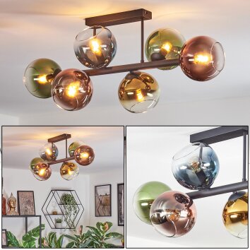 Koyoto Plafonnier, Boule lumineuse Bleu, Or, Vert, Clair, Cuivré, 6 lumières Koyoto Plafonnier, Boule lumineuse Bleu, Or, Vert, Clair, Cuivré, 6 lumières