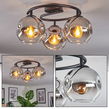 Ripoll Plafonnier, Boule lumineuse Chrome, Clair, Fumé, 3 lumières Ripoll Plafonnier, Boule lumineuse Chrome, Clair, Fumé, 3 lumières