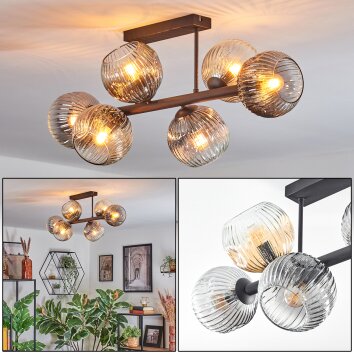 Ripoll Plafonnier, Boule lumineuse Ambre, Clair, Fumé, 6 lumières