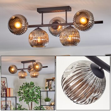 Ripoll Plafonnier, Boule lumineuse Chrome, Fumé, 5 lumières Ripoll Plafonnier, Boule lumineuse Chrome, Fumé, 5 lumières