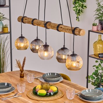 Ripoll Suspension, Boule lumineuse, Suspension Écru, Noir, 5 lumières