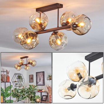 Ripoll Plafonnier, Boule lumineuse Ambre, Clair, 6 lumières