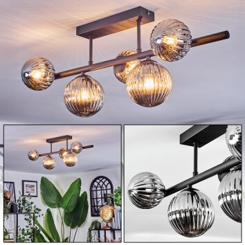 Chehalis Plafonnier, Boule lumineuse Fumé, 5 lumières