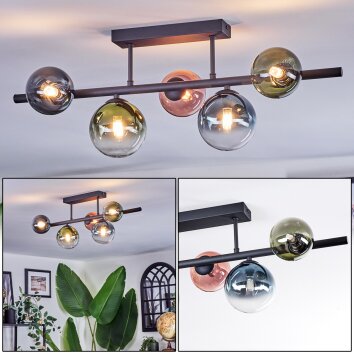 Chehalis Plafonnier, Boule lumineuse Bleu, Vert, Clair, Cuivré, 5 lumières