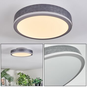 Salmi Plafonnier, Panel LED Gris, Argenté, 1 lumière