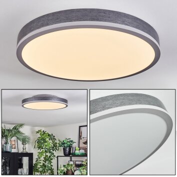 Salmi Plafonnier, Panel LED Gris, Argenté, 1 lumière
