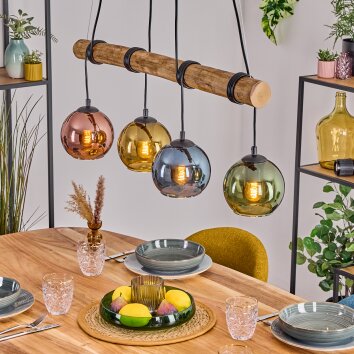 Koyoto Suspension, Boule lumineuse, Suspension Écru, Noir, 4 lumières