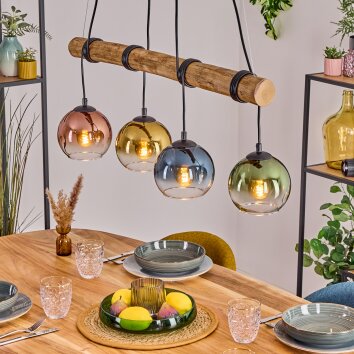 Koyoto Suspension, Boule lumineuse, Suspension Écru, Noir, 4 lumières