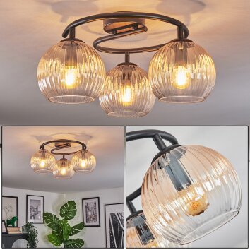 Koyoto Plafonnier, Boule lumineuse 37 cm Ambre, Clair, 3 lumières
