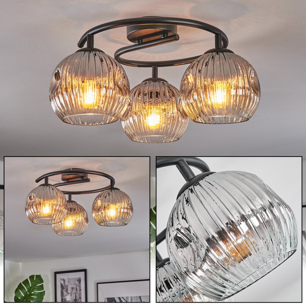 Ripoll Plafonnier, Boule lumineuse Chrome, Clair, Fumé, 3 lumières main product photo