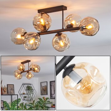 Ripoll Plafonnier, Boule lumineuse Ambre, 6 lumières Ripoll Plafonnier, Boule lumineuse Ambre, 6 lumières