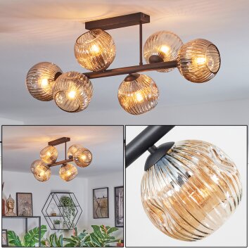 Ripoll Plafonnier, Boule lumineuse Ambre, 6 lumières