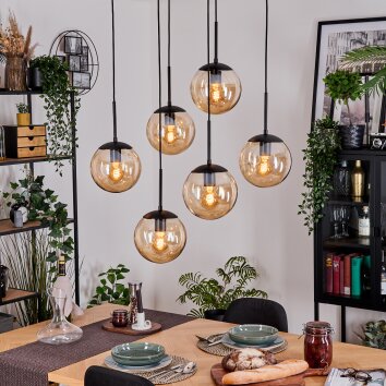 Gastor Suspension, Boule lumineuse, Suspension Noir, 6 lumières