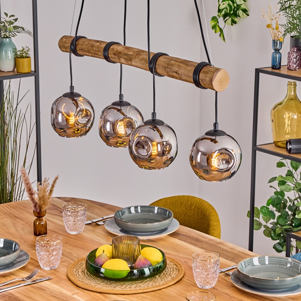 Ripoll Suspension, Boule lumineuse, Suspension Écru, Noir, 4 lumières main product photo