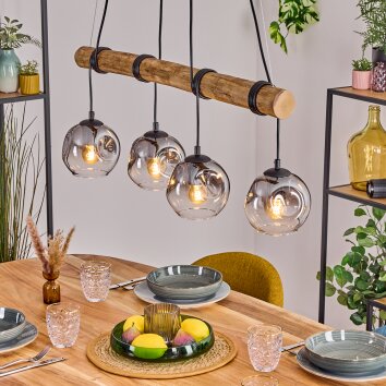 Ripoll Suspension, Boule lumineuse, Suspension Écru, Noir, 4 lumières