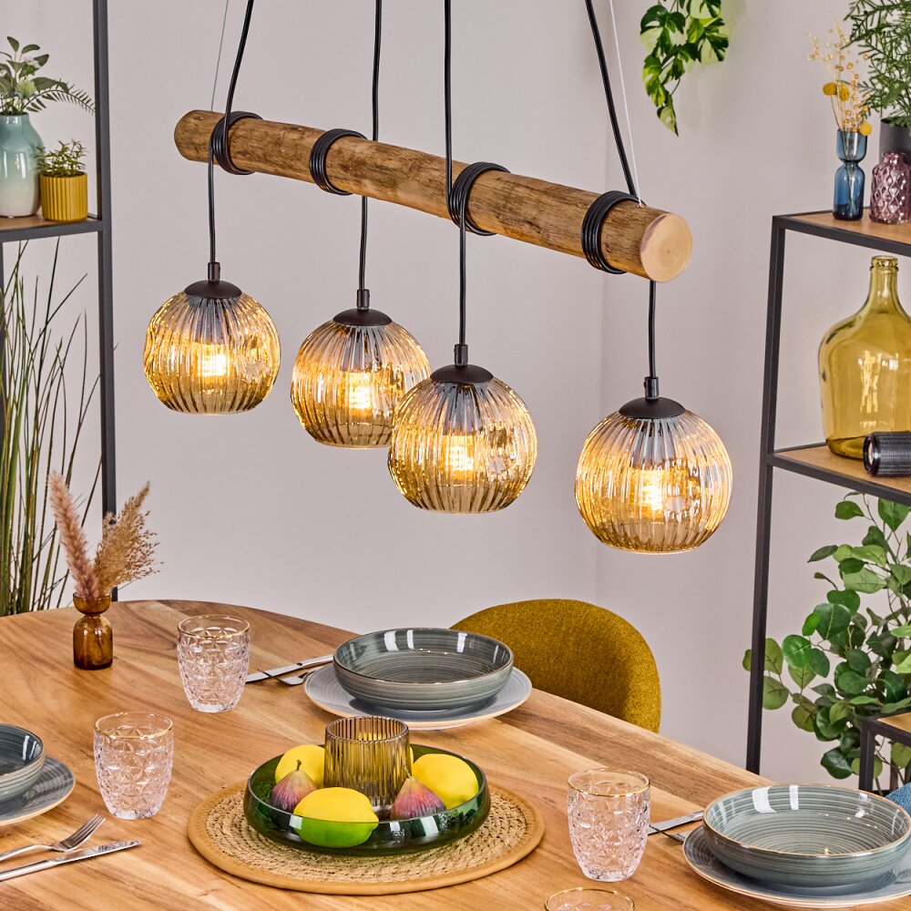 Ripoll Suspension, Boule lumineuse, Suspension Écru, Noir, 4 lumières main product photo