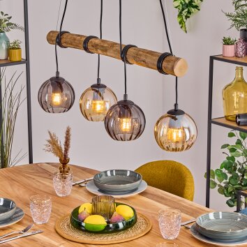 Koyoto Suspension, Boule lumineuse, Suspension Écru, Noir, 4 lumières Koyoto Suspension, Boule lumineuse, Suspension Écru, Noir, 4 lumières