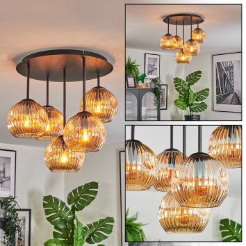 Ripoll Plafonnier, Boule lumineuse Ambre, 5 lumières