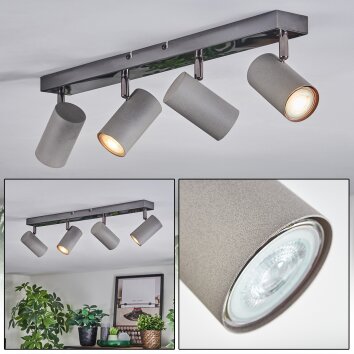 Javel Plafonnier, Spot de plafond Chrome, Gris, Noir, 4 lumières