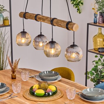 Ripoll Suspension, Boule lumineuse, Suspension Écru, Noir, 4 lumières