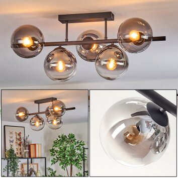 Gastor Plafonnier, Boule lumineuse Clair, Fumé, 5 lumières Gastor Plafonnier, Boule lumineuse Clair, Fumé, 5 lumières