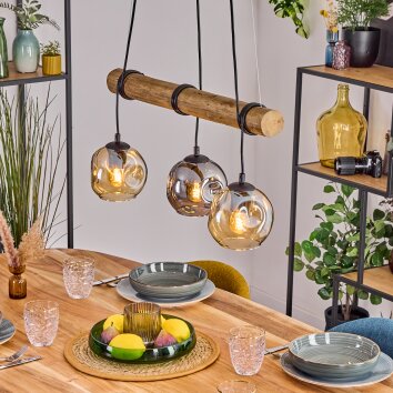 Ripoll Suspension, Boule lumineuse, Suspension Écru, Noir, 3 lumières