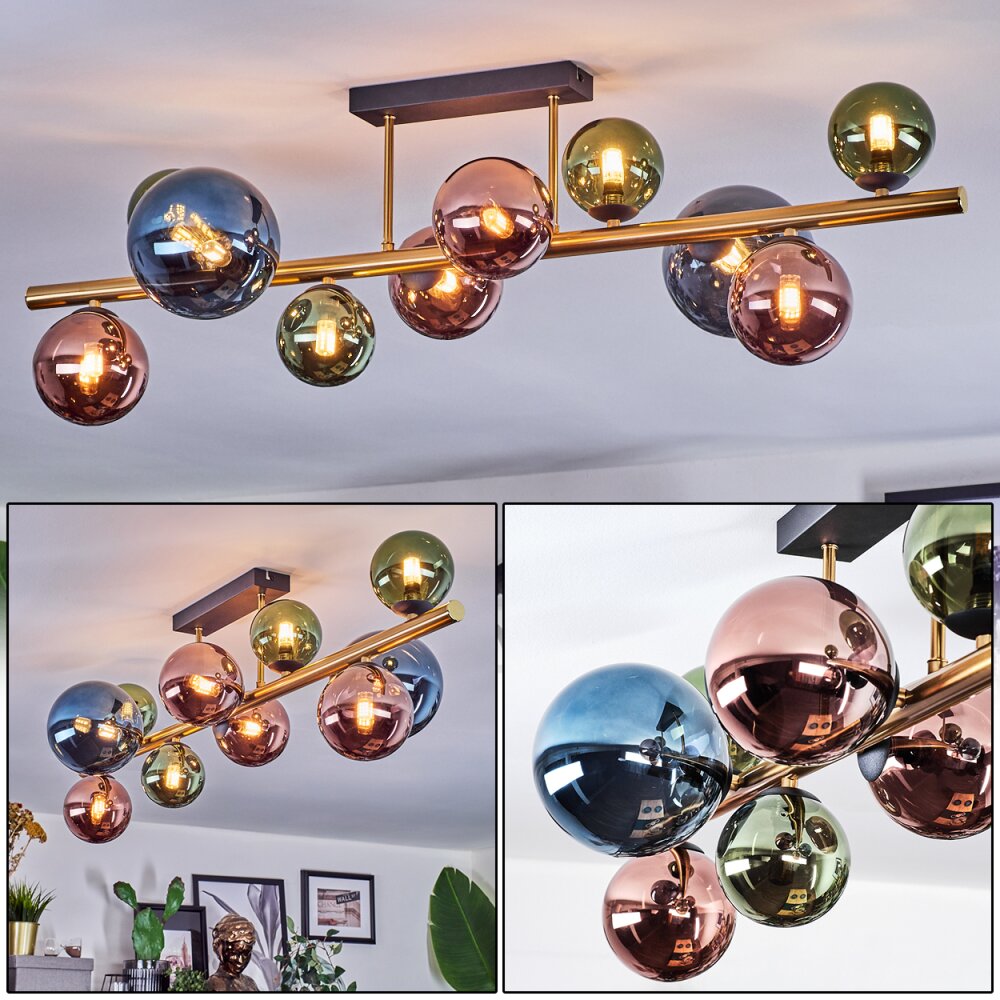 Chehalis Plafonnier, Boule lumineuse Or, Noir, 10 lumières main product photo