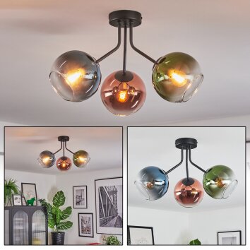 Koyoto Plafonnier, Boule lumineuse 42 cm Bleu, Vert, Clair, Cuivré, 3 lumières