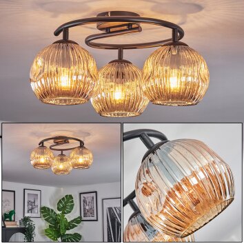 Ripoll Plafonnier, Boule lumineuse Ambre, 3 lumières Ripoll Plafonnier, Boule lumineuse Ambre, 3 lumières