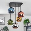 Koyoto Plafonnier, Boule lumineuse Bleu, Chrome, Or, Vert, Cuivré, Fumé, 5 lumières