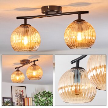 Koyoto Plafonnier, Boule lumineuse Ambre, 2 lumières Koyoto Plafonnier, Boule lumineuse Ambre, 2 lumières