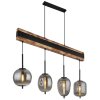 Suspension Globo LOREY Bois foncé, Noir, 4 lumières