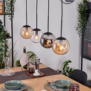 Gastor Suspension, Boule lumineuse, Suspension Ambre, Clair, Fumé, 4 lumières