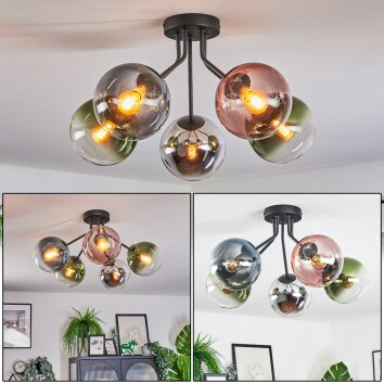 Gastor Plafonnier, Boule lumineuse 52 cm Bleu, Chrome, Vert, Clair, Cuivré, Fumé, 5 lumières Gastor Plafonnier, Boule lumineuse 52 cm Bleu, Chrome, Vert, Clair, Cuivré, Fumé, 5 lumières