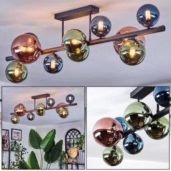 Chehalis Plafonnier, Boule lumineuse Bleu, Vert, Cuivré, 10 lumières