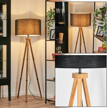 Flemming Lampadaire Bois foncé, Noir, 1 lumière Flemming Lampadaire Bois foncé, Noir, 1 lumière