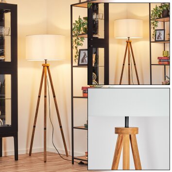 Flemming Lampadaire Bois foncé, Noir, 1 lumière