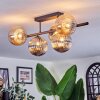 Chehalis Plafonnier, Boule lumineuse Ambre, Fumé, 5 lumières
