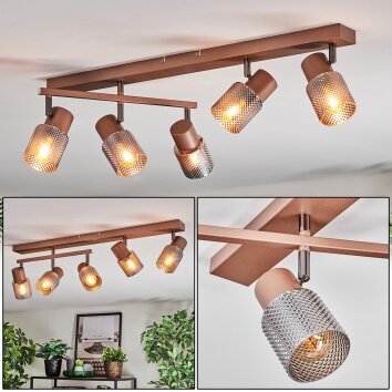 Nelar Plafonnier, Spot de plafond Bronze, Chrome, 5 lumières
