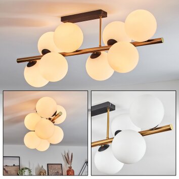 Gastor Plafonnier, Boule lumineuse Or, Noir, 8 lumières