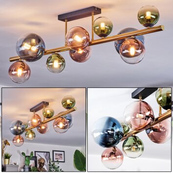 Chehalis Plafonnier, Boule lumineuse Or, Noir, 10 lumières