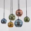 Koyoto Suspension, Boule lumineuse, Suspension Bleu, Or, Vert, Cuivré, 6 lumières