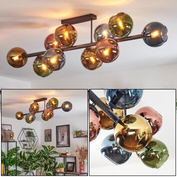 Koyoto Plafonnier, Boule lumineuse Bleu, Or, Vert, Cuivré, 10 lumières Koyoto Plafonnier, Boule lumineuse Bleu, Or, Vert, Cuivré, 10 lumières