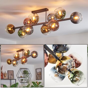 Koyoto Plafonnier, Boule lumineuse Bleu, Or, Vert, Clair, Cuivré, 10 lumières Koyoto Plafonnier, Boule lumineuse Bleu, Or, Vert, Clair, Cuivré, 10 lumières