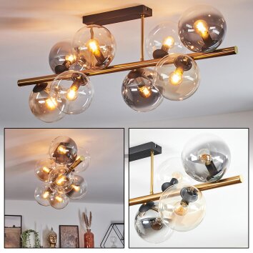 Gastor Plafonnier, Boule lumineuse Or, Noir, 8 lumières