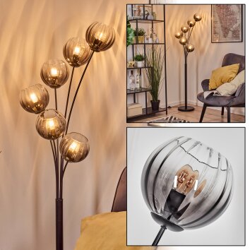 Koyoto Lampadaire 40 cm Clair, Fumé, 6 lumières