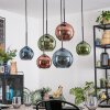 Koyoto Suspension, Boule lumineuse, Suspension Bleu, Vert, Cuivré, 6 lumières