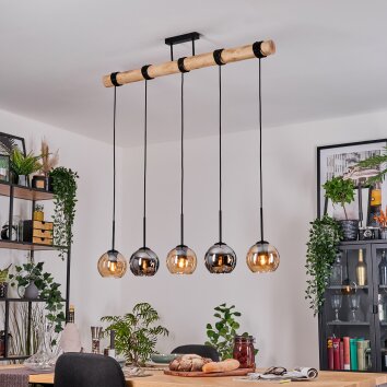 Koyoto Suspension, Boule lumineuse, Suspension Écru, Noir, 5 lumières